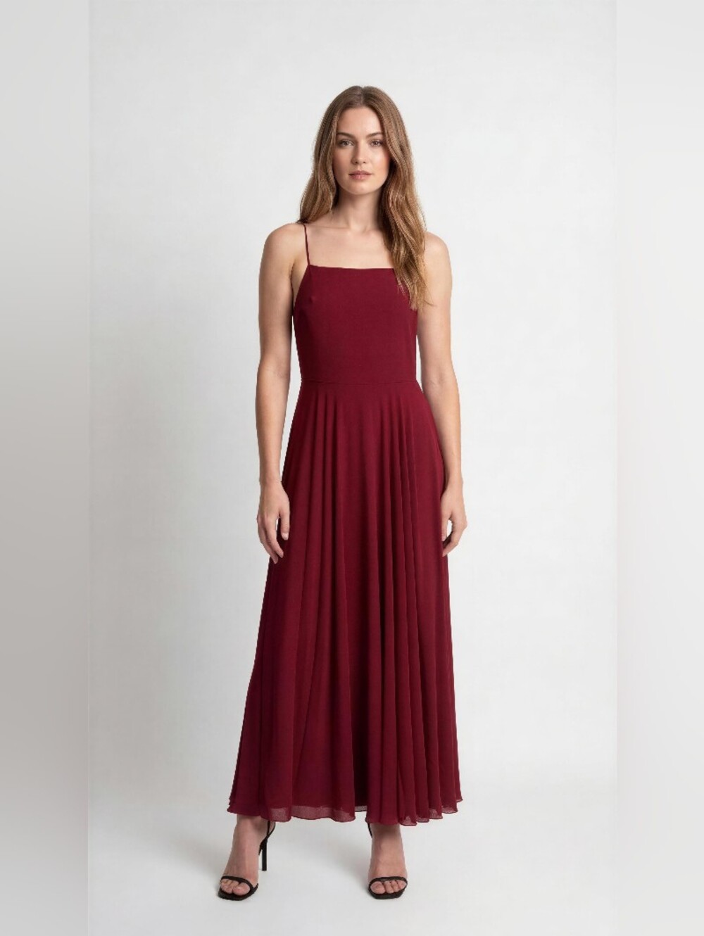 LULUS Elegant Burgundy Spaghetti-Strap Maxi Dress SIZE LARGE